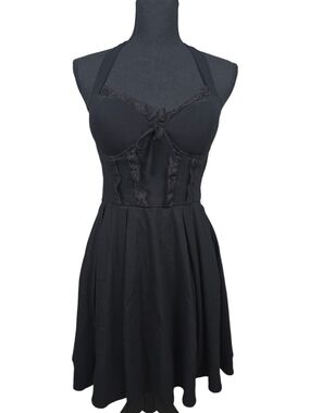 iris Black Top with Multicolor Embroidered Logo